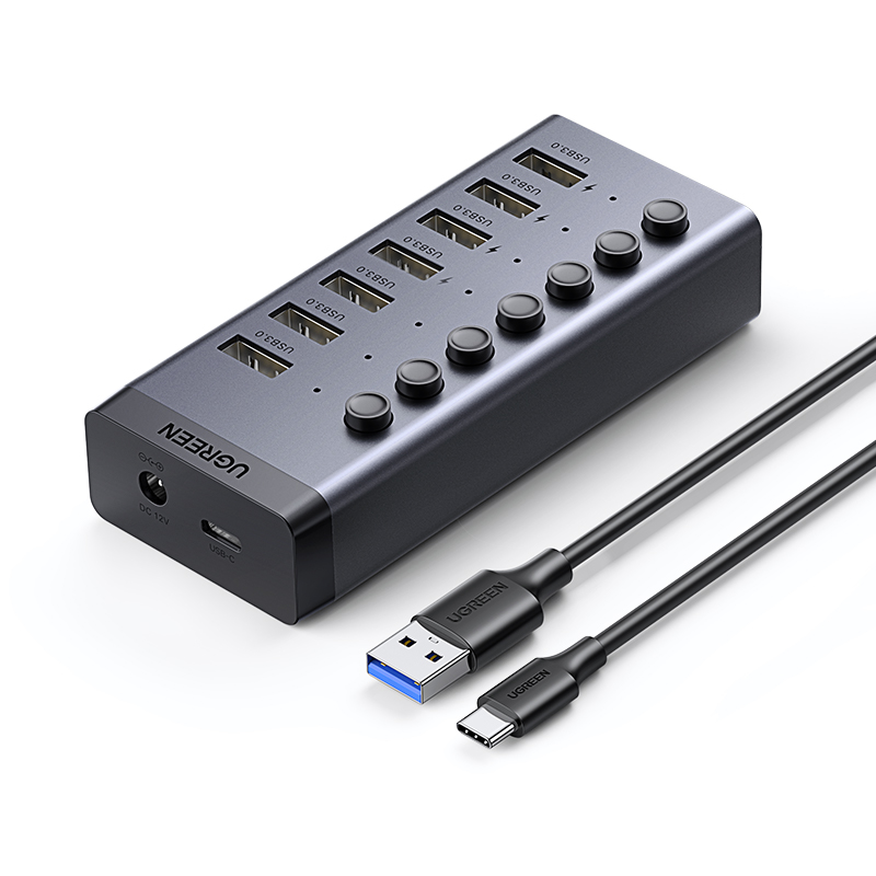 7 Port USB 3.0 HUB （12V 2A Power Supply）  With 12V 2A DC（5.5*2.1*11mm）power adapter*1