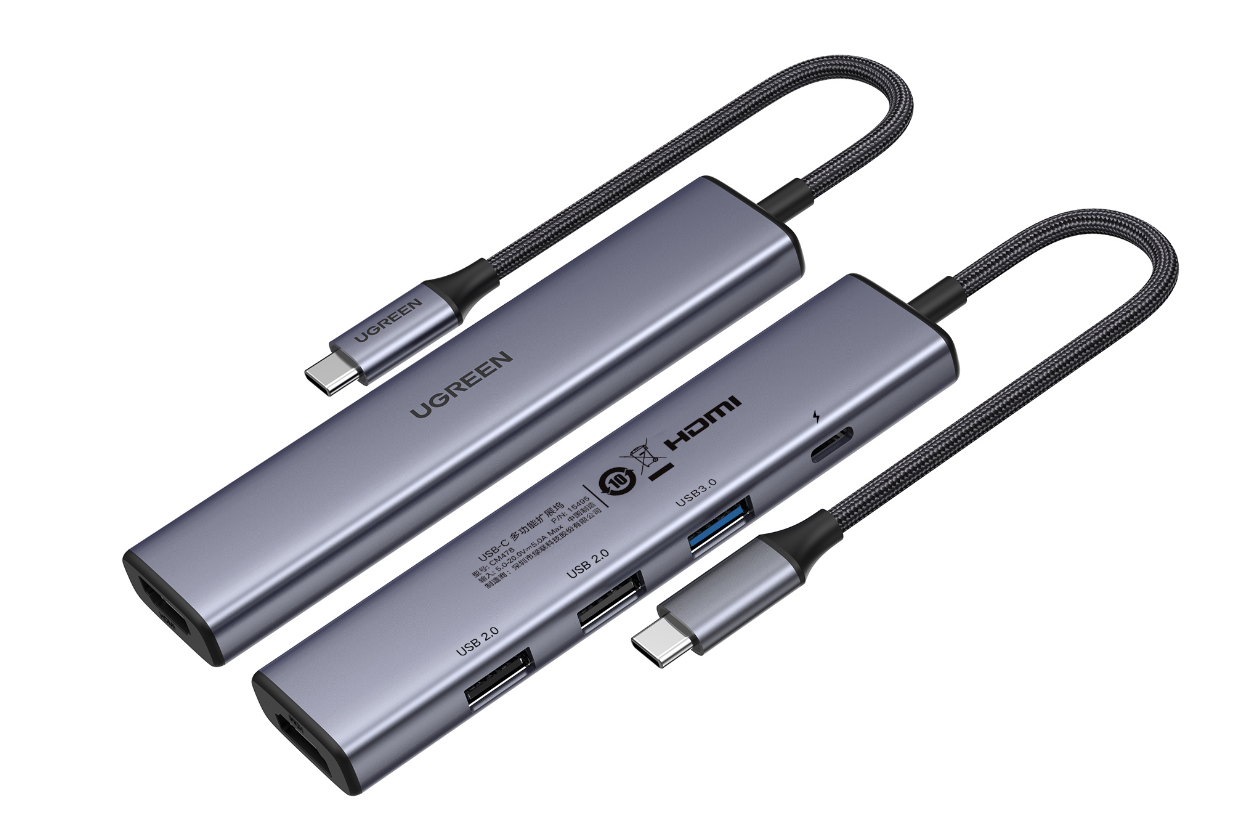 USB-C To HDMI+1xUSB3.0 A+2xUSB2.0 A+PD Power Converter